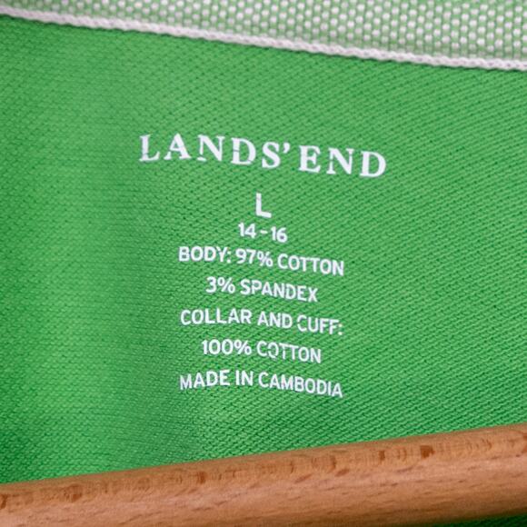 Women's Large Green LANDS END T-Shirt Dress Pullover 100% Cotton Knee Length - Picture 3 of 4